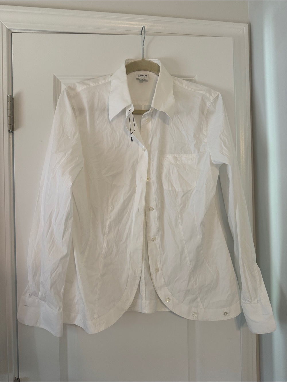 Giorgio Armani White Cotton Button-Up Blouse